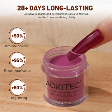 Aokitec 23pcs Dip Powder Nail Kit - 8 Colors Fall Series Dip Powder Nail Set